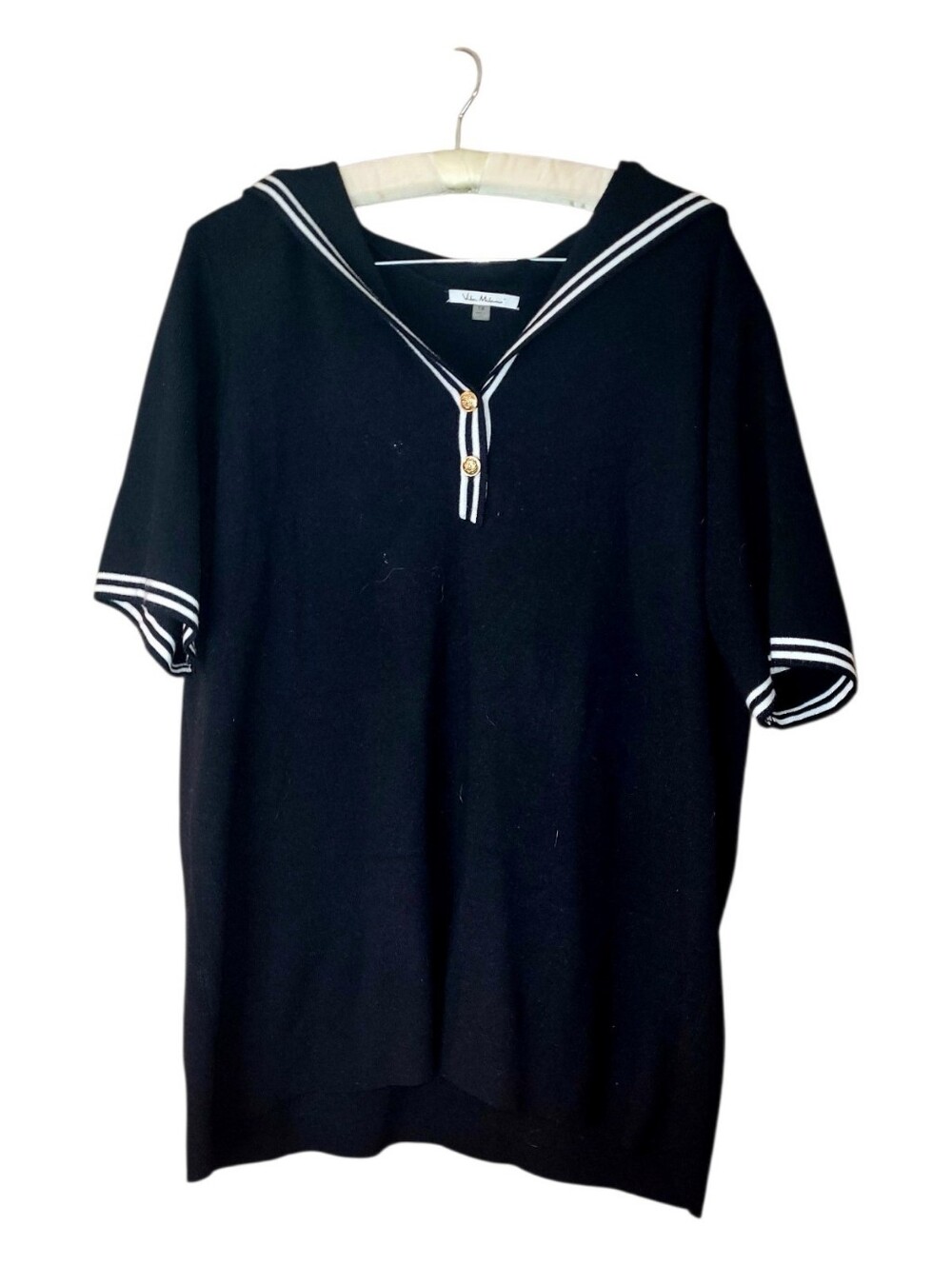 Vila Milano short Sleeved Sailor Type Sweater Lightweight 1X